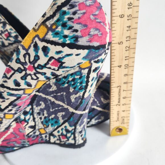 Steve Madden Pammyy Tribal Print Boho Vegan Platform Wedge 5" Heels Size 7.5 - Picture 7 of 9